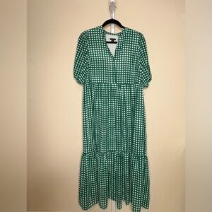 Ann Taylor Green Check Maxi Dress
